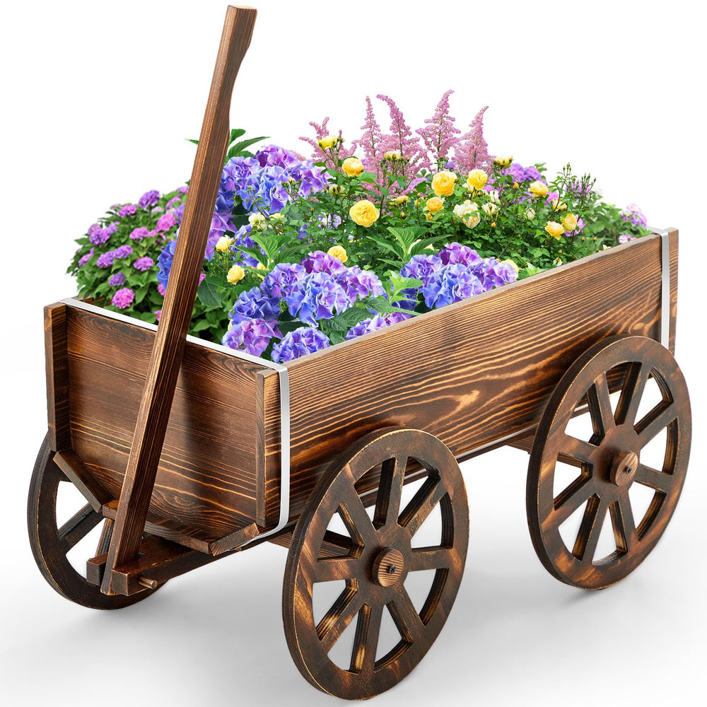 Beeveer front view wagon planter showing rustic design and display benefit