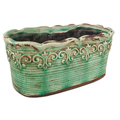 Beitewei green rectangular planter front view showing French country style and elegant display