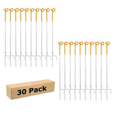 BEIYI front view of 30-pack yellow pigtail posts showing pack benefit visibility