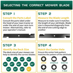 Belleone blade installed on a 54-inch Bad Boy deck showing secure fit and smoother mowing benefit