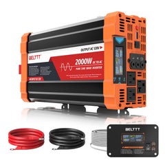 BELTTT inverter front panel showing sockets and controls for easy hookups