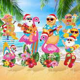 Bencailor front packaging showing four tropical Christmas yard signs and stakes, eye-catching display