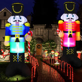 Bencailor front view of two 8ft nutcracker inflatables creating yard curb appeal