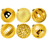 Benjia front view of six-pack gold ornaments showing finishes and size benefit