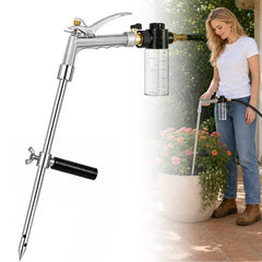 Beseetop front view showing stainless-steel spike and trigger handle for durable watering
