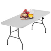 BestOffice 6FT folding table front view showing full white tabletop and legs, ideal for events