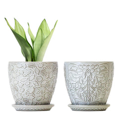 Bestseler front view of two ceramic planters showing clean design and decor benefit