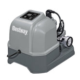 Bestway unit front view showing compact chlorinator and quick setup benefit