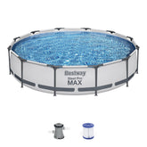 Bestway front view of assembled pool showing backyard relaxation and durability