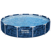 Bestway front view of Steel Pro MAX pool showing sturdy frame and easy access benefits