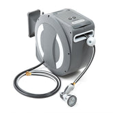 Betta front packaging showing reel and hose, highlights neat storage benefit