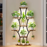 BEVAURORA front view of 8-tier corner plant stand showing space-saving design