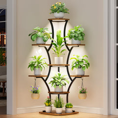 BEVAURORA front view of 8-tier corner plant stand showing space-saving design
