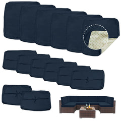 Bextile front view on patio sofa showing full set and deep blue color for a refreshed look