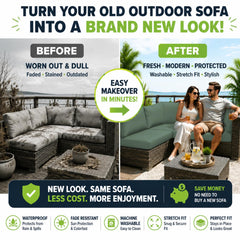 BIETYONE patio sofa with covers installed showing refreshed outdoor aesthetic