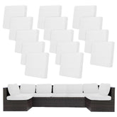 BIETYONE front view of 14-piece outdoor cushion cover set, quick patio refresh