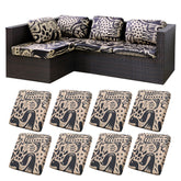 BIETYONE front view of eight cushion covers showing full set and colors, protects patio cushions