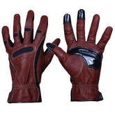 Bionic front view of brown leather gloves showing premium construction and durable design