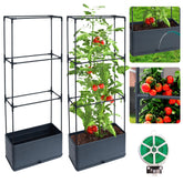 Biotol front view of two assembled planters showing compact setup and space-saving benefit