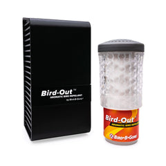 Bird B Gone cartridge close-up displaying label and easy-replace benefit
