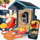 BIRDSFAVE feeder front view showing tray and camera for clear bird observation