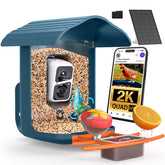 birdsnap front view with solar panel showing complete feeder and camera, invites effortless wildlife watching
