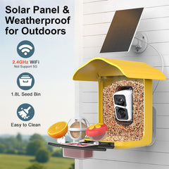 birdsnap seed hopper with five attachments, attracts diverse bird species