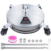 Biswing stainless surface cleaner front view showing durable housing and four wheels for easy maneuvering