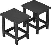 BIVODA front view of black outdoor side table showing compact silhouette and stable design