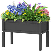 BIVODA front view of raised garden bed showing sturdy black planter and legs benefit: durable outdoor planting