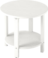 BIVODA front view round side table showing clean white finish and stability