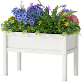 BIVODA front view of white elevated planter showing clean profile and stability