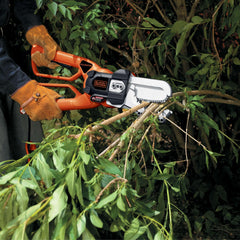 BLACK+DECKER in use cutting a four-inch limb for fast storm cleanup