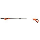BLACK+DECKER pole saw front view showing complete kit and portability benefit