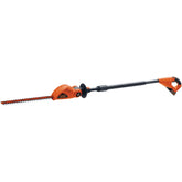 BLACK+DECKER pole trimmer front view showing tool and blade for clear cutting control