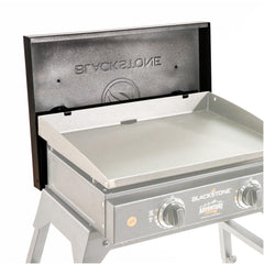 Blackstone cover placed on 22" griddle showing exact fit and dust protection benefit