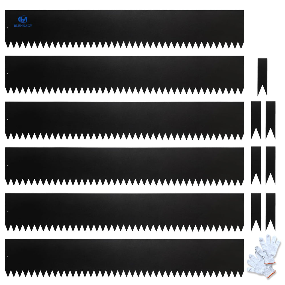 BLENNACY front view of six-piece metal edging kit showing neat border option
