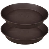 Bleuhome front view of 26-inch brown saucer showing full rim and neat profile benefit: protects floors