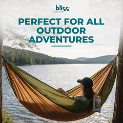 Bliss Hammocks hung between trees showing stable support and comfort