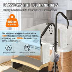 blissbuys handrail in use during spa entry offering stable support and confident footing