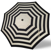 Blissun front view of 9ft canopy showing black and beige coverage and shade benefit