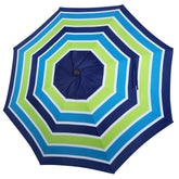 Blissun front view canopy showing blue-green stripe and refreshed patio shade