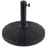 Blissun front view of umbrella base showing decorative pattern and stable footprint