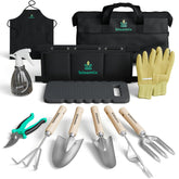 bloomix front view tool bag showing organized gardening gear and easy transport