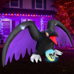 BLOWOUT FUN front view of inflatable crow showing bold yard presence and curb appeal