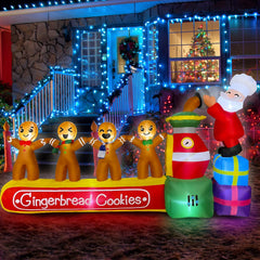 BLOWOUT FUN lit at night creating bright, eye-catching holiday glow