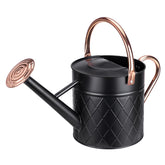 BLstyle front view black watering can showing vintage zinc finish and shape benefit: stylish practicality