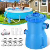 BluClear 300 GPH front view showing compact pump design and quick connection benefits