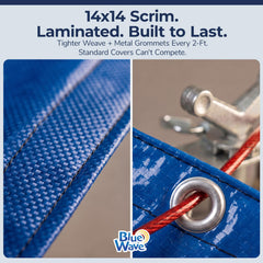 Blue Wave grommet with vinyl-coated cable and ratcheting winch secure fit