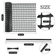 Blulu mesh close-up showing 1.2-inch pattern and durable plastic for visibility